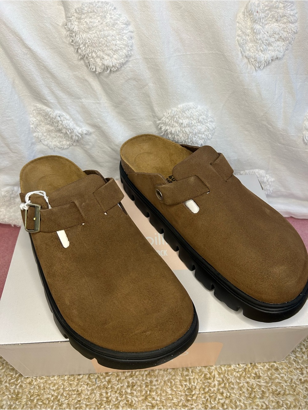 Birkenstock Boston Chunky Clogs Dark Tea/Black - Picture 3 of 15